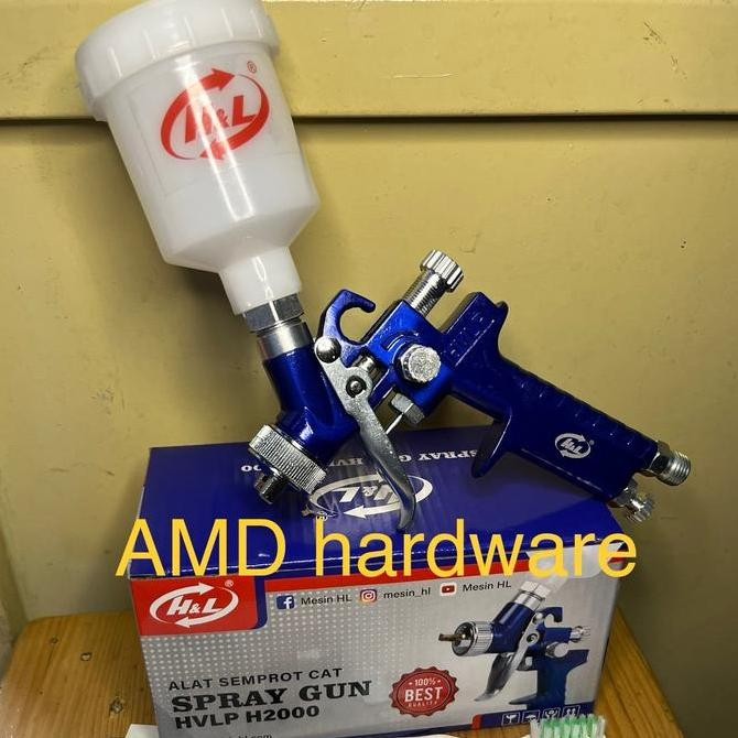 Promo Spray Gun Hvlp Mini Sgl H2000 0,8Mm Low Pressure H&L Original Spet Tabung Atas Semprotan Cat A