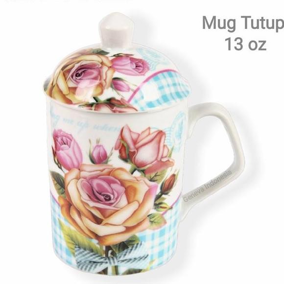 Mug Tutup Cangkir Tutup Gelas Tutup 400 Ml Keramik Motif Home