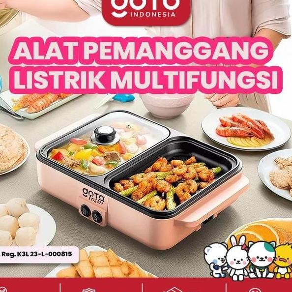 Goto Toshi Minipan Electric Hotpot Alat Panggangan Grill Pan Bbq 2In1