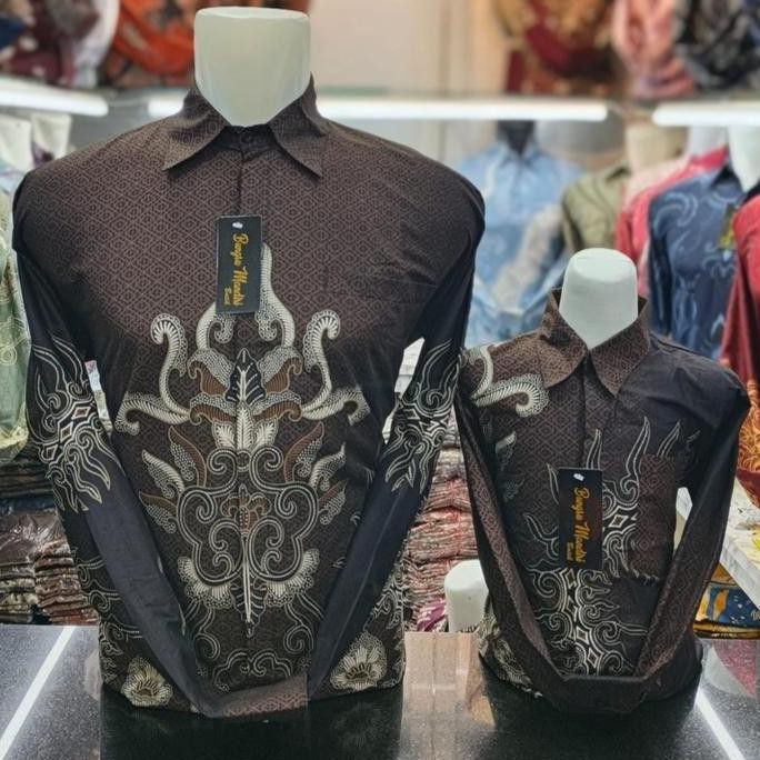 Promo TERJAMIN Cokelat Tua Baju Batik Couple Katun Premium Ayah dan Anak Motif Flora Seragam Keluarg