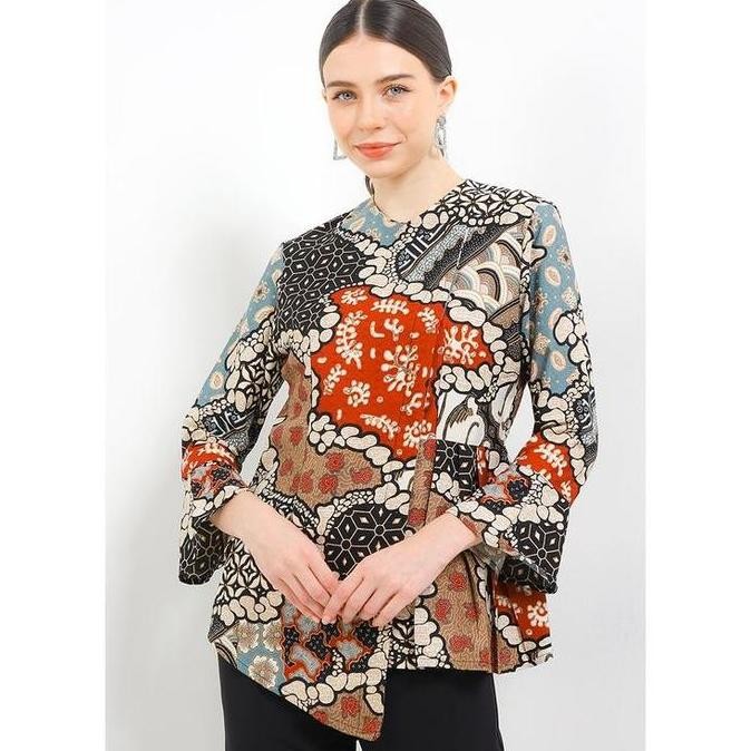 Promo Arjuna Weda Blouse Premium Batik Wanita Motif Watu Balpung - Semi Sutera Dobby | Lapis Trikot 