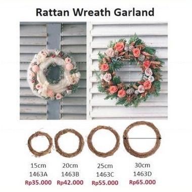 DB16>> Rattan Wreath Garland- Rotan Ranting Bulat - pajangan natal