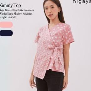Promo NIGAYA OFFICIAL - Kimmy Top - Baju Atasan Blus Batik Premium Wanita Kerja Modern Kekinian Leng
