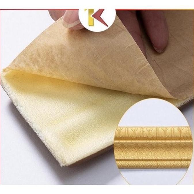DF402>> Border List Moulding Foam Sticker Lebar 9 CM Panjang 2.3 M Gold Hitam Cream Marble