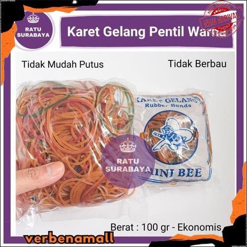 Termurah Karet Gelang Pentil Minibee 100 gr Ikat Rambut Rubber Band Mini Bee Pengikat Bungkus Makana