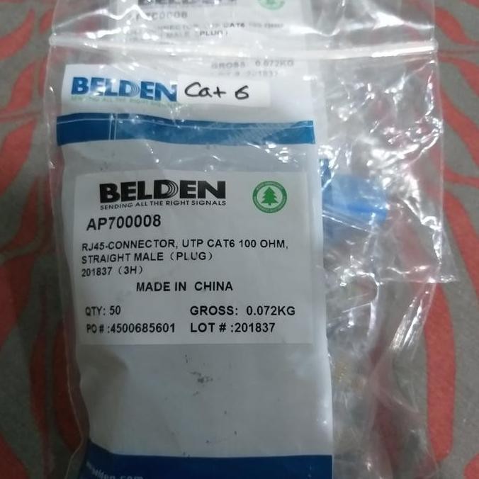 Belden Cat 6 Konektor @50Bh / Konektor Rj45 Belden Cat6 / Rj45 Cat 6