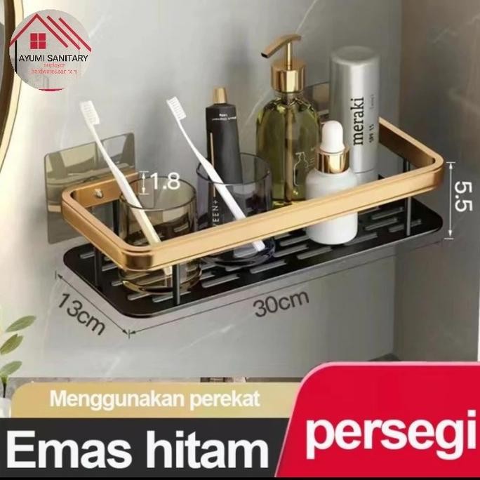 Rak Shampo Kamar Mandi Segi Black Gold .Rak Dinding Aksesoris