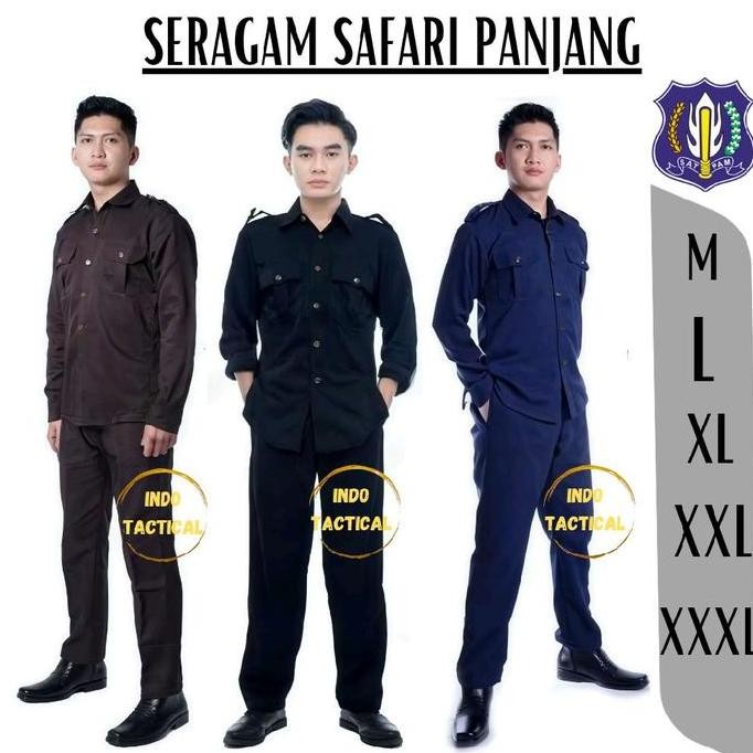 Baju Seragam Safari Security, Safari Hitam Safari  Cokelat Safari Navy Satpam Safari Satpam Lengkap