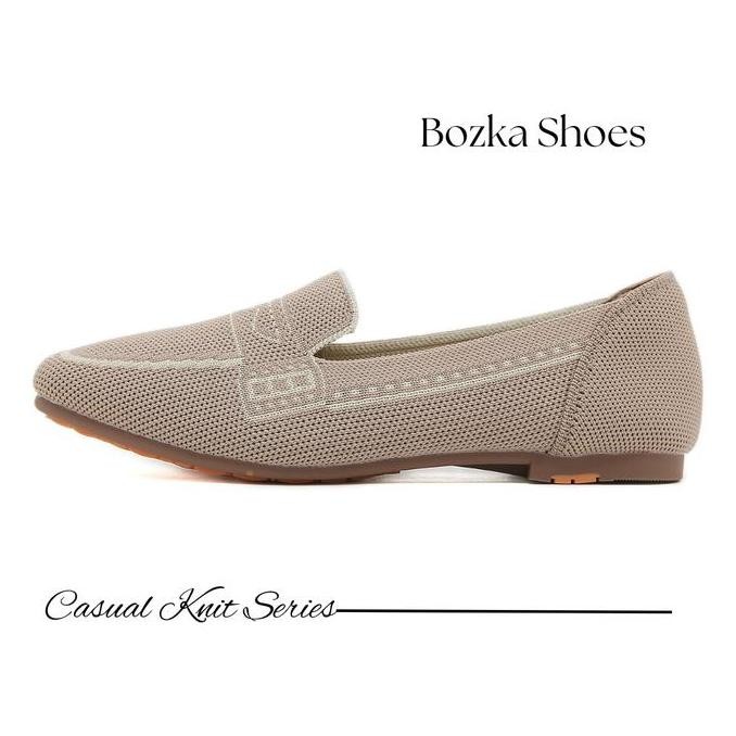 Bozka Sepatu Wanita Rajut Snug Slip Resistant Shoe Pink/Khaki/Black