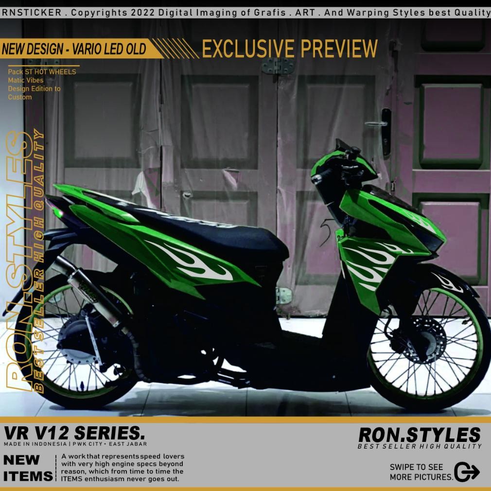 Heatshrin V12 Cutting Sticker Striping Vario 125-150 Led New Design Api Hot Wheels Striping Vario Ap