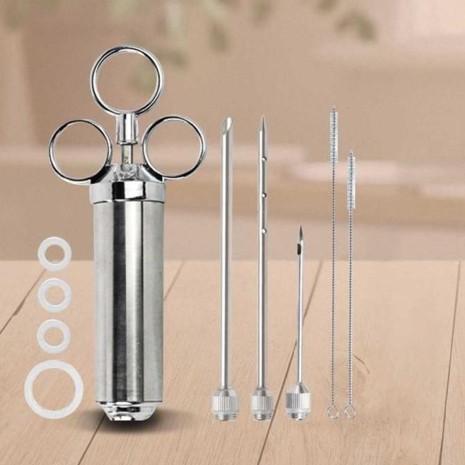 Suntik Injector Dapur Masak Bumbu Daging Kalkun Ayam Stainless Steel