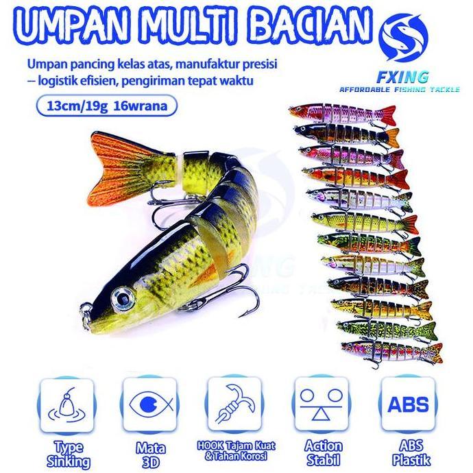 Pesca - Fxing Umpan Pancing Casting Lure Swimbait 13.28Cm/19G Bentuk Ikan Trout Wobbler 16Warna Abs 
