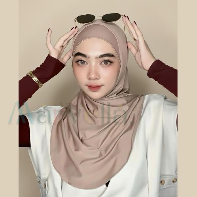 Scarf- Hijab Instan Bergo Huma Bahan Jersey Cooltech Meleyot Pashmina Top Bisa Empat Model // Kerudu