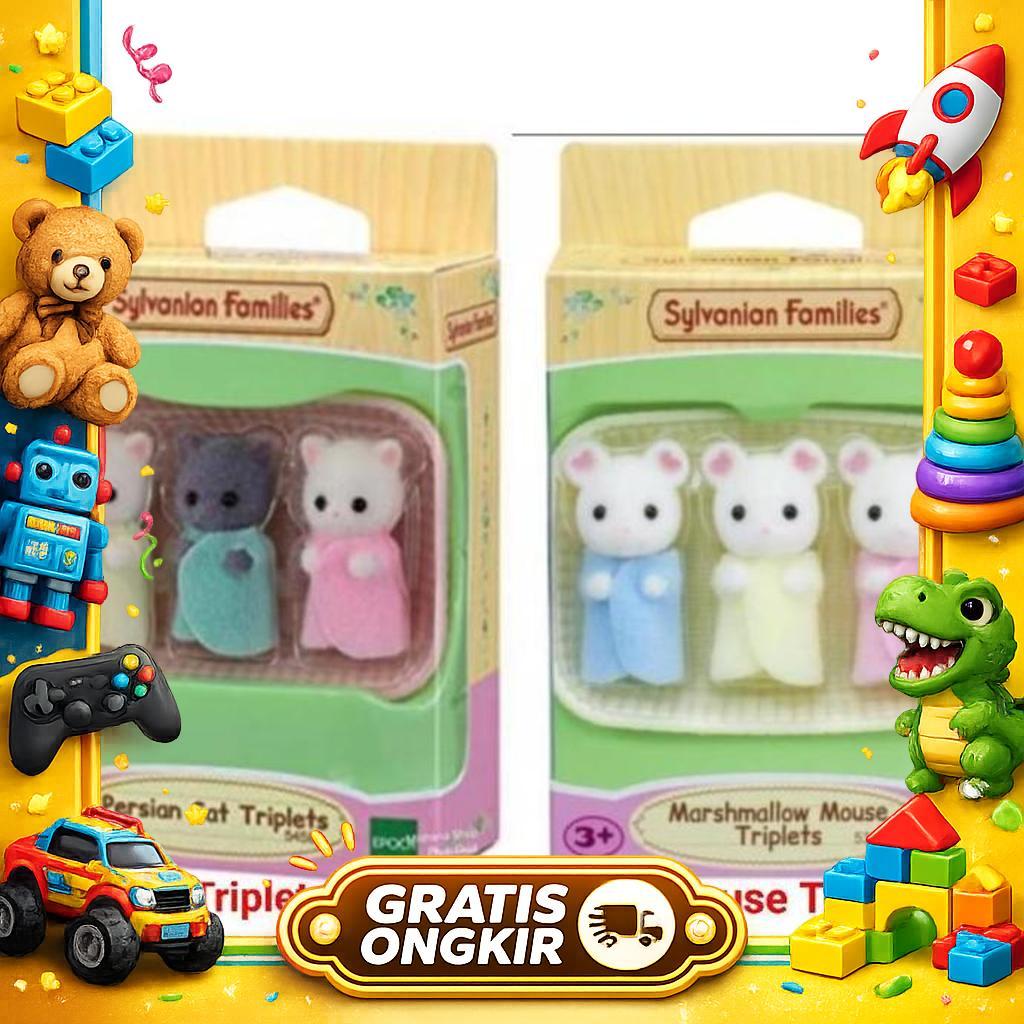 Boneka Sylvanian Families Persian Cat Kucing Triplets 3 Figure 5458