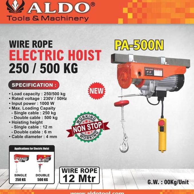 Ready ELECTRIC HOIST / CHAIN HOIST 250KG/500KG  PA - 500N ALDO Non Cod