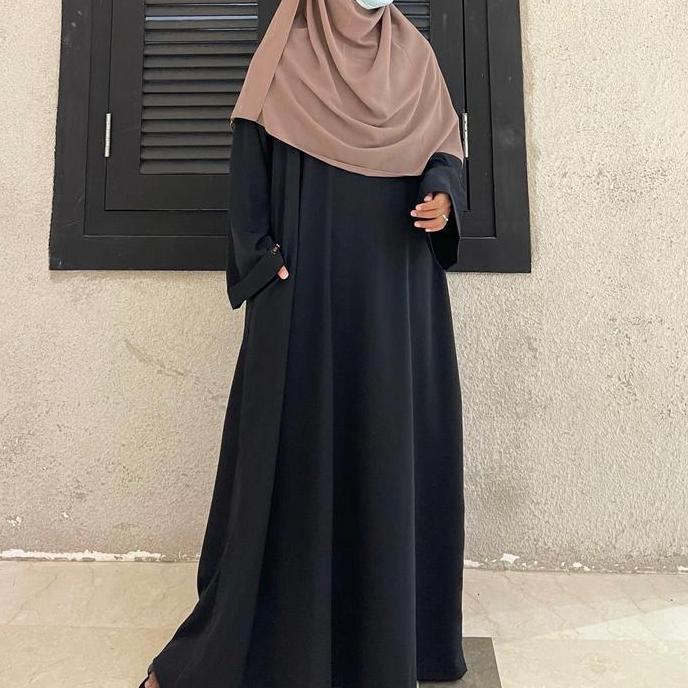 HEMAT LUAR BIASA Basic Abaya Turkey Kekinian Muslim Tangan Gamis Hitam HEMAT LUAR BIASA