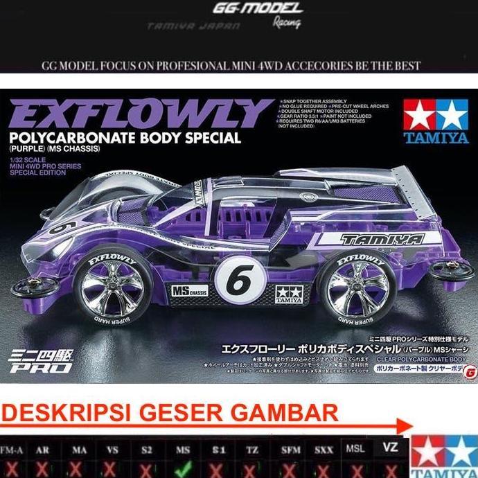 Promo TAMIYA 95571 EXFLOWLY POLYCARBONATE BODY PURPLE SPECIAL Diskon