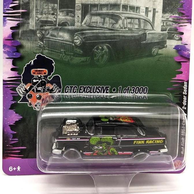 Promo JLCP7386 - Johnny Lightning 1/64 1955 2-Door Sedan R F Racing Black with Graphics CTC Exclusiv