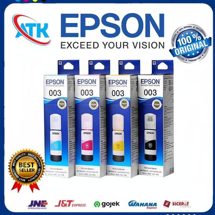 Tinta Epson 003 Original -  1 SET l3210 - Hitam Black Printer