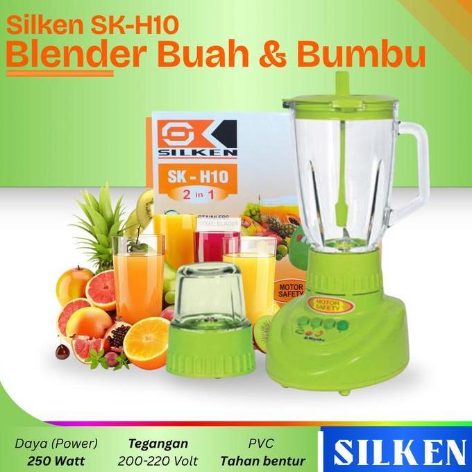 Blender Jus Buah Blender Buah 2 In 1 Silken Sk-H10 Blender Plastik 1 Liter Multifungsi Juicer Blende