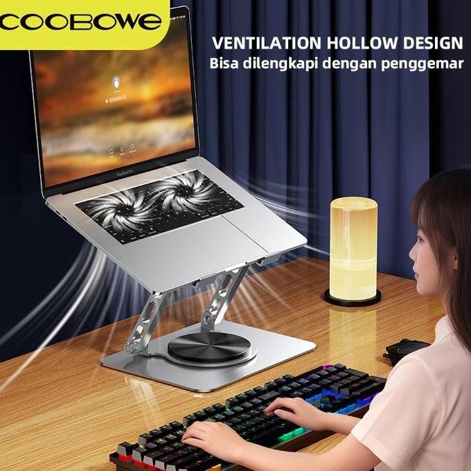 Silut- Coobowe Stand Laptop Aluminium Cooling Pad Kipas Pendingin Portable Dudukan Laptop 10-17 Inci