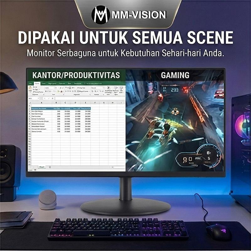 [Mm-Vision] Led Monitor 19Inch Monitor Pc Berkualitas Premium Dengan Hdmi 1K Tampilan Lengkung 19Inc