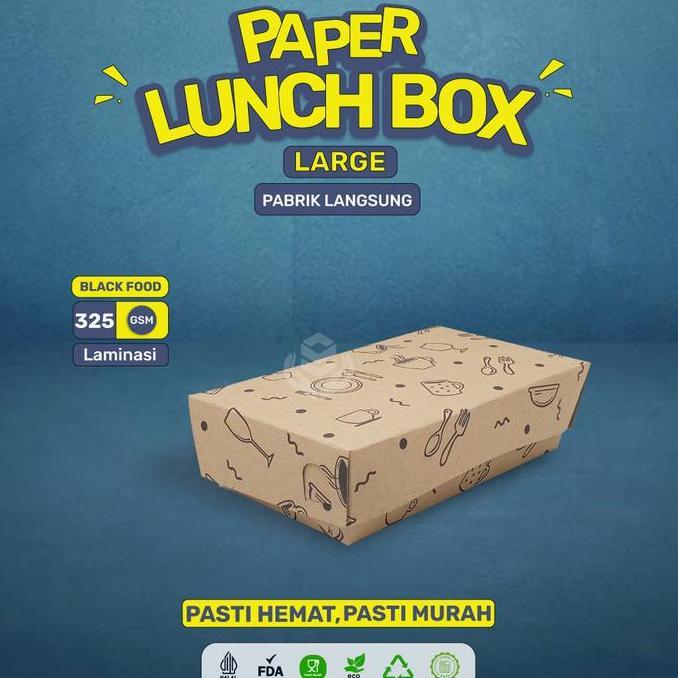 Yuhu- [50 Pcs] Paper Lunch Box Large Tebal 325 Gsm / Kotak Take Ay / Lunch Box Paper L / Lb2K424