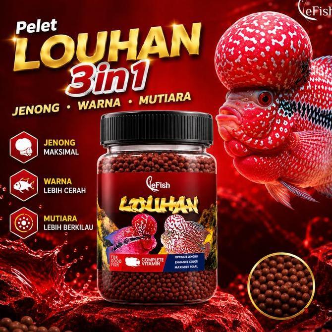 LOUHAN LE FISH - PELET LOUHAN JENONG DAN WARNA DENGAN SPIRULINA CHAROPHYLL