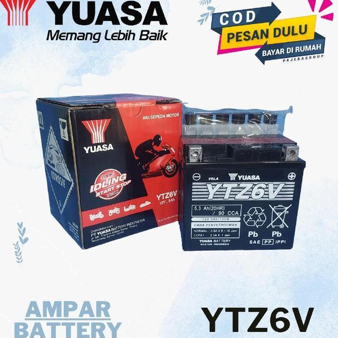 Aki Motor Honda Vario 125, CBR 150, PCX150, SONIC 150, SCOOPY FI, BEAT POP,  YUASA YTZ6V MF ACCU KER