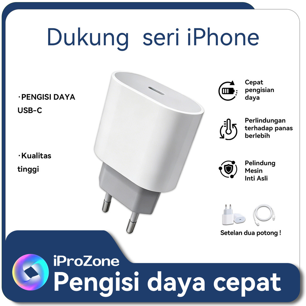 Charger Type C to Lightning - Kabel Fast Charger, Kompatibel dengan iPhone, Mudah Dibawa