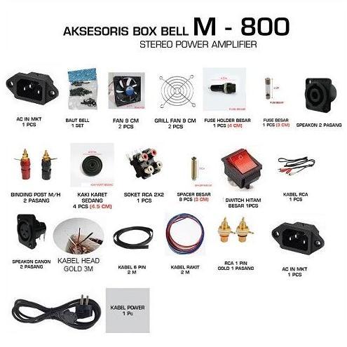 SC PERLENGKAPAN BOX POWER AMPLIFIER M-800 AKSESORIS AUDIO SOUND SYSTEM M 800 M800
