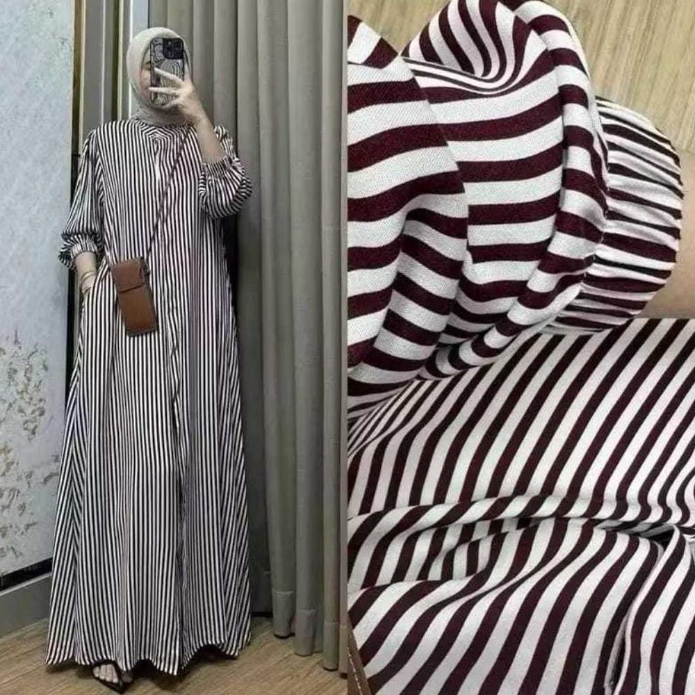 Paling Laris New Gamis Mayza Rayon Premium Motif Salur-Gamis Pilow Rayon Premium Gamis Panjang Jumbo