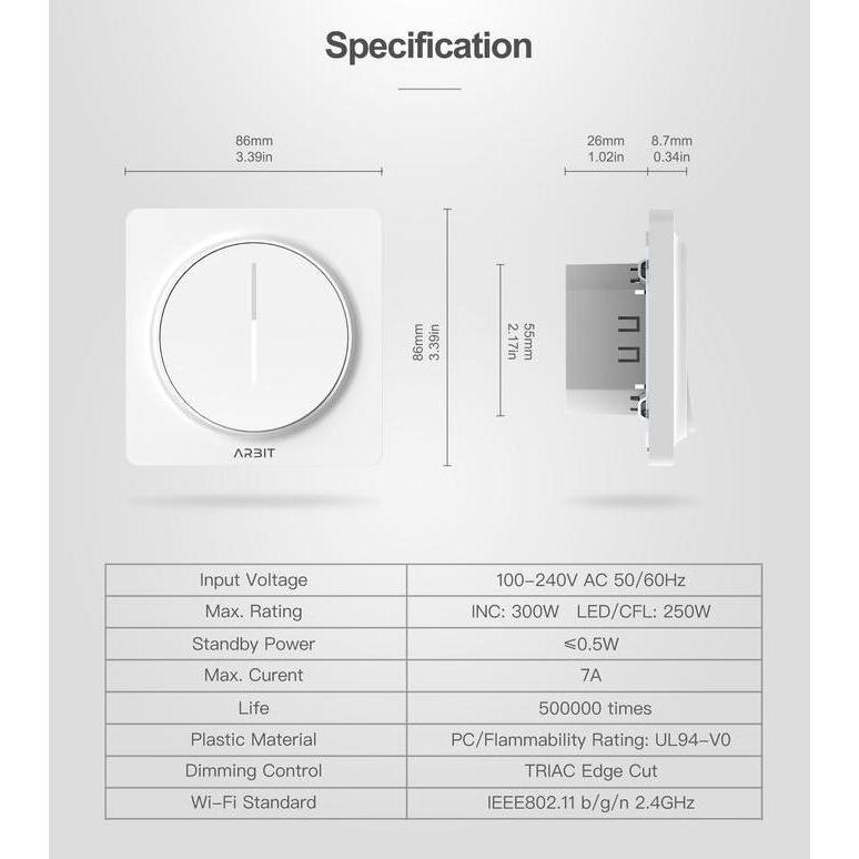 Tron- Arbit Smart Wifi Saklar Redup Dimmer Switch Tuya