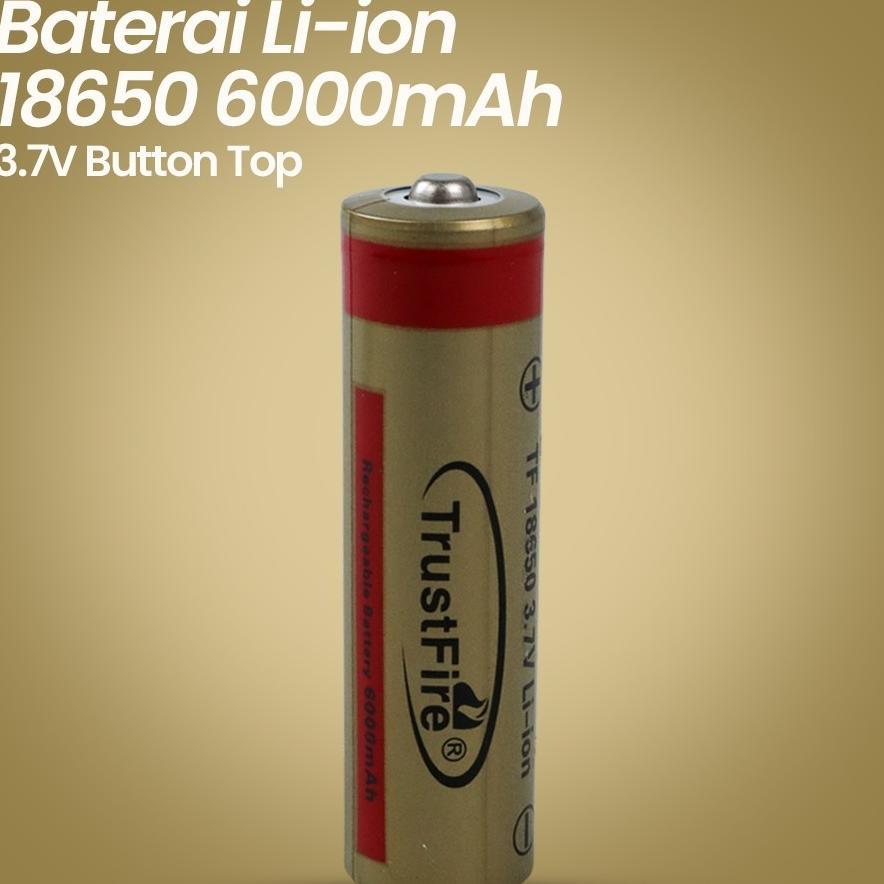 Trustfire Baterai Li-Ion 18650 6000Mah 3.7V Button Top - Brc 18650 - Golden