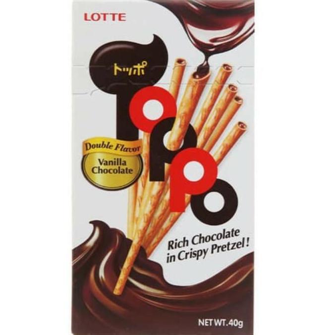 Lotte Toppo Biskuit Stik Pretzel Isi Coklat Vanilla Lotte Toppo 40gr