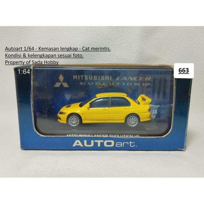 AUTOART 1/64 MITSUBISHI LANCER EVOLUTION VII KUNING FULLSET S2025