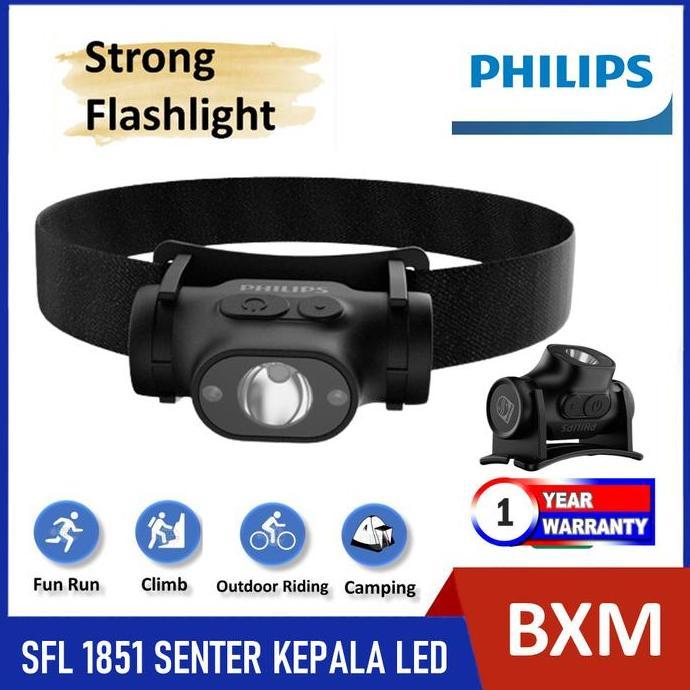 Wgho- Philips Sfl11 Senter Kepala Led Super Terang Headlamp Sensory Switch Rechargeable
