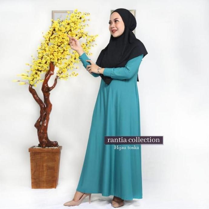 Dress- Gamis Jersey Super Jumbo Xxxl Polos Tebal Fashion Muslimah Gamis Inner Dress Lengan Panjang R