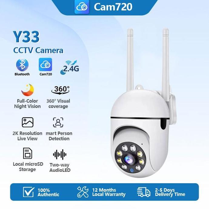 Lens- Y33 Cam720 Kamera Cctv Wifi Outdoor 8Mp Hd 1080P 2 Antenna With 10 Ir 10 Led Adaptor Kamera Po