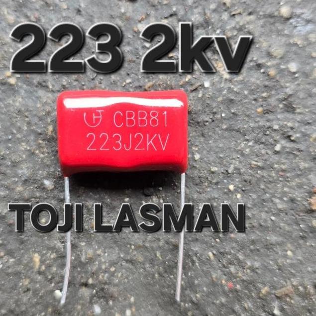 HIMAX GLOSIR ( 223 2000V ) 223J2KV CBB81 223J2000V CAPASITOR KAPASITOR MYLAR MILAR COKLAT MERAH TEGA