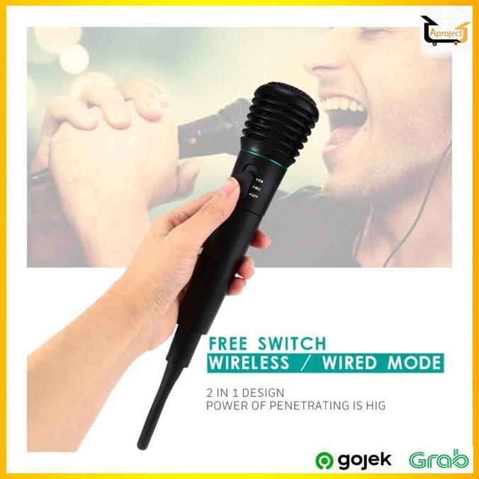 Mikrofon Profesional 2 in 1 Wireless Wired - WM-308 - Black