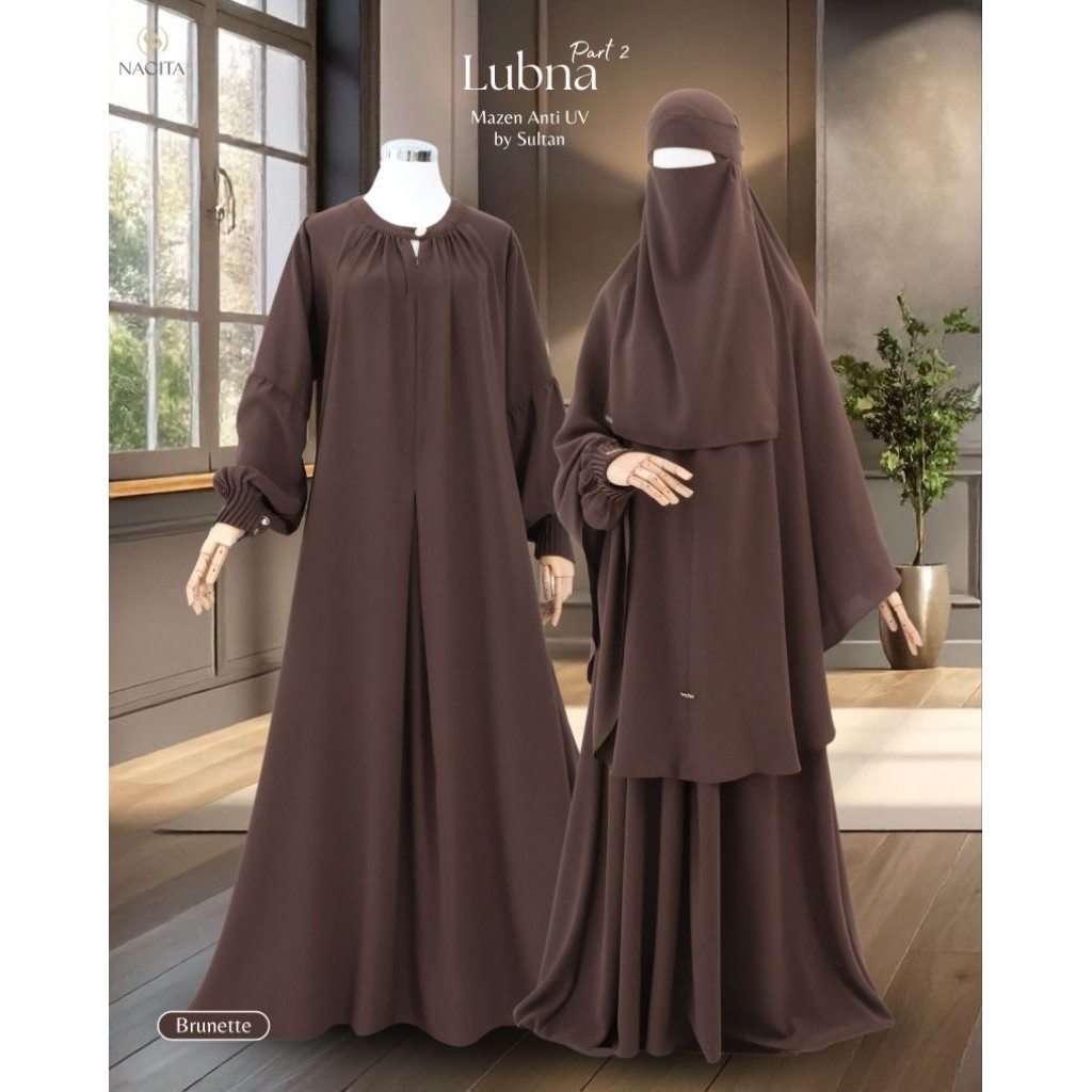 Nacita ~ LUBNA Part 2 Bahan Mazen Anti UV / Set Gamis Khimar Syari Haji Umrah Premium