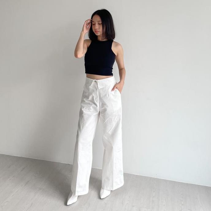 Peach Poppy Rei Fold Pants Katun Premium - Celana Panjang Wanita Premium Karet