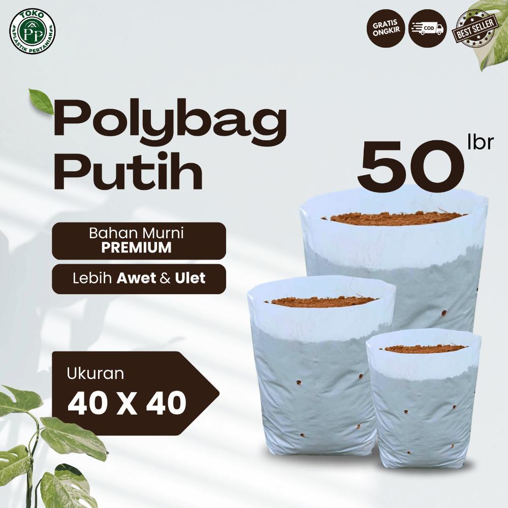 Polybag Putih 40 x 40 Isi 50 Lembar - Polybag Putih / Putih-Hitam