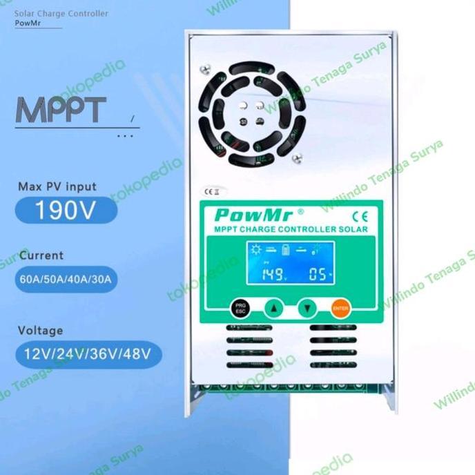 Powmr MPPT Solar Charge Controller Scc60A 12/24/36/48V
