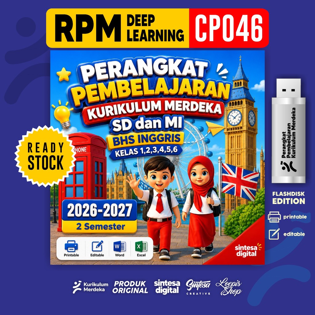 FD RPP RPM KURIKULUM MERDEKA DEEP LEARNING SD/MI BAHASA INGGRIS KELAS 123456 REVISI TERBARU CP 046 T