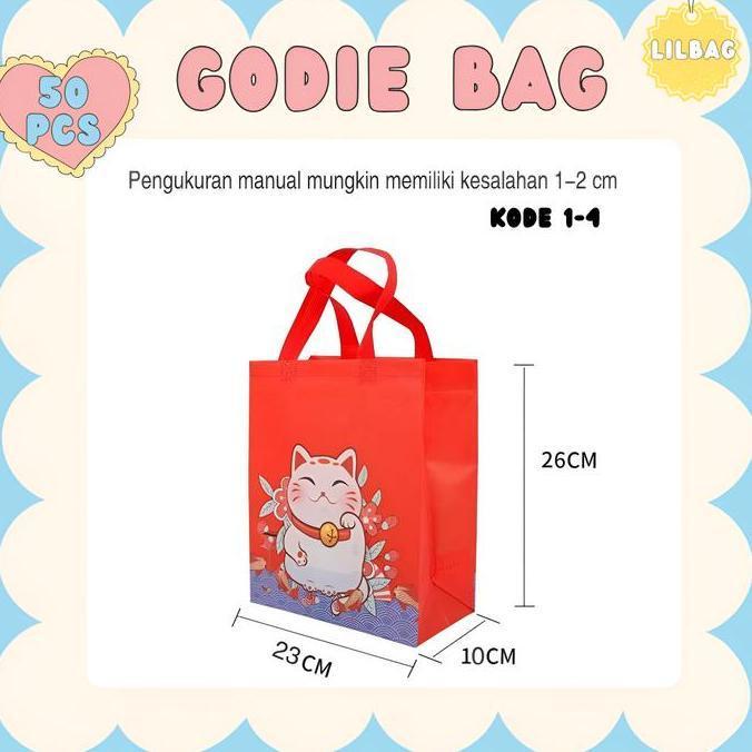 Paket 50 pcs Goodie Bag Karakter Anak Spunbond Tebal - Ukuran 22x11x23 cm & 23x26x10 cm Desain Lucu 