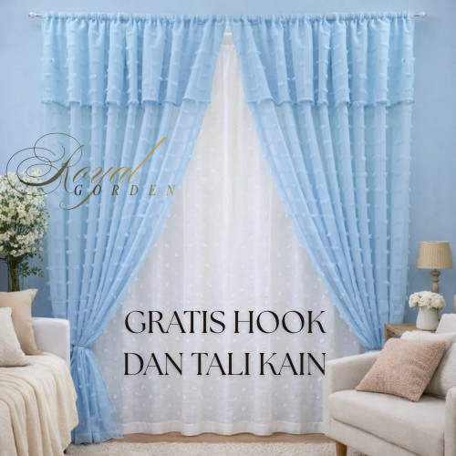 Korden Vitrase Ruby Kombinasi Warna biru langit bnyak pilihan warna 140cm | Cantik & Jatuh