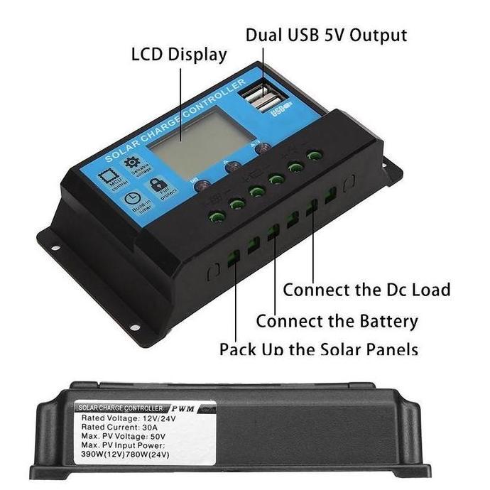 KOYGONJR Solar Charge Controller LCD LED Display Solar cell PWM 12V/24V 50A 60A Charger/controller s