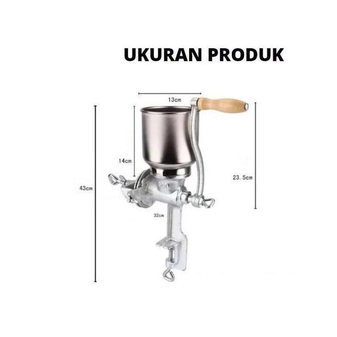SAMOJAPAN Gilingan Jagung Manual Stainless Steel, Mesin Giling Biji-bijian & Kopi Premium 43cm Hoppe